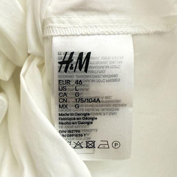NEW H&M Women’s Large White Poplin Cotton Wrap Waist Belt Tie Blouse Top - Picture 7 of 9